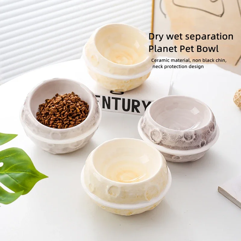 Ceramic Beveled Cat Food Bowl Dog Tall Spill Proof Drinking Container Household Pet Supplies  Cat Feeder  Dog Accessories