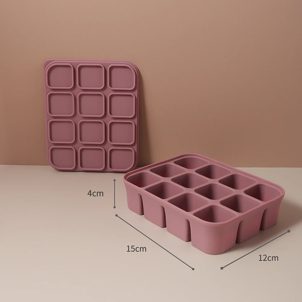 Baby-Eiswürfelform aus Silikon mit Deckeln, flexible Eisformen für Getränke, Baby-Nahrungsaufbewahrungsform, BPA-frei