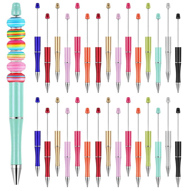 25Pcs Plastic Beadable Pens Bead Pens for DIY Making Kit for Pens Beaded Pens for Office School Kids Students Nurse