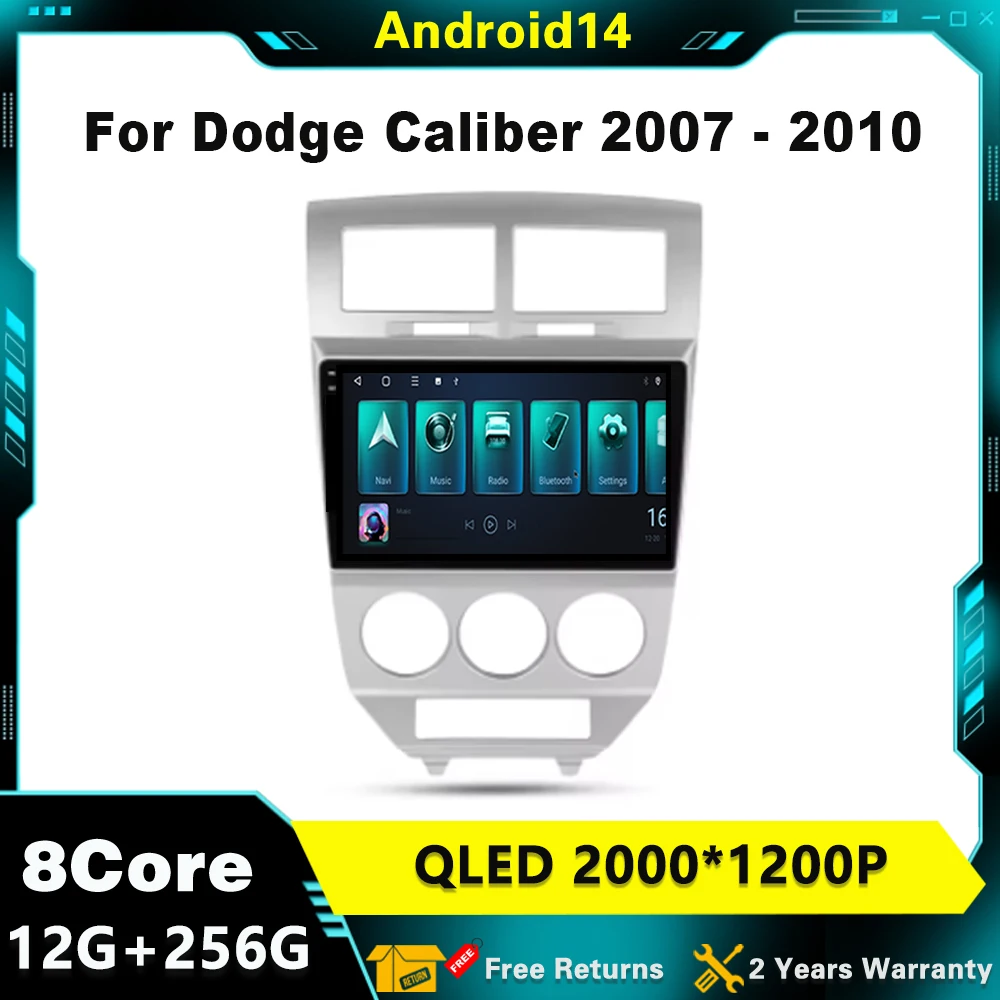 

For Dodge Caliber 2007 - 2010 Android 14 Car Radio Multimedia Player Stereo Navigation GPS 4G Wireless Carplay Auto WIFI DVD
