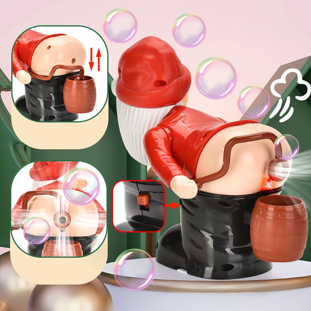 Santa Claus Bubble Butt Machine เครื่องเป่าฟองสบู่อัตโนมัติ ของเล่นซานตาคลอสพร้อมดนตรีและไฟกระพริบ ของเล่นกลางแจ้งในร่ม