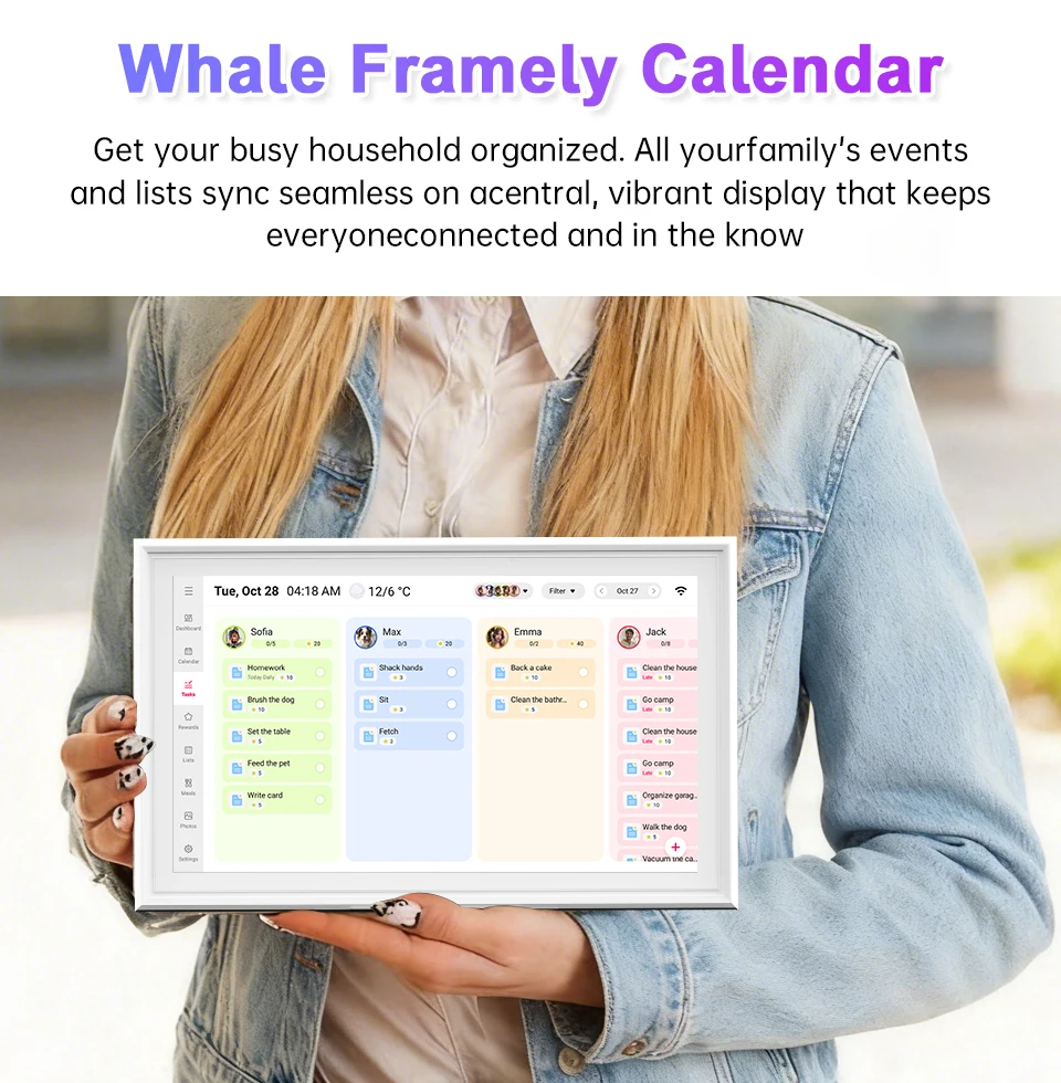 HGFRTEE 15,6-Zoll Smart Digitaler Kalender, FHD-Touchscreen-Display, Familienplaner & Digitaler Bilderrahmen, Wand-/Schreibtischmontage mit App – Detail 12