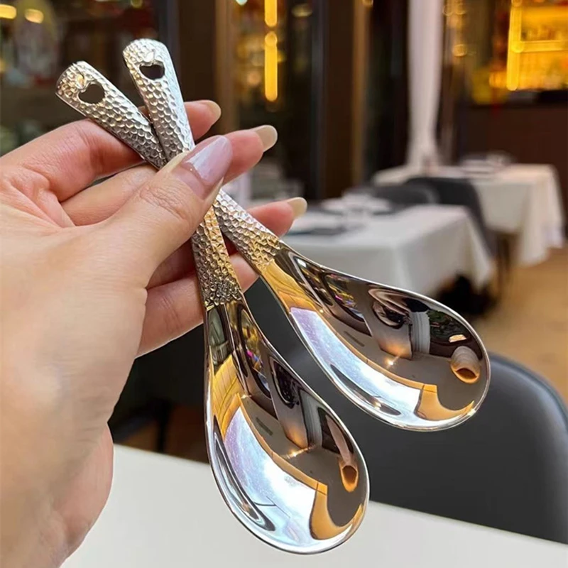 Stainless Steel Soup Spoon Deepen Large Capacity Spoon Silver Mirror Polished Flatware Soup Rice Home Kitchen Tableware