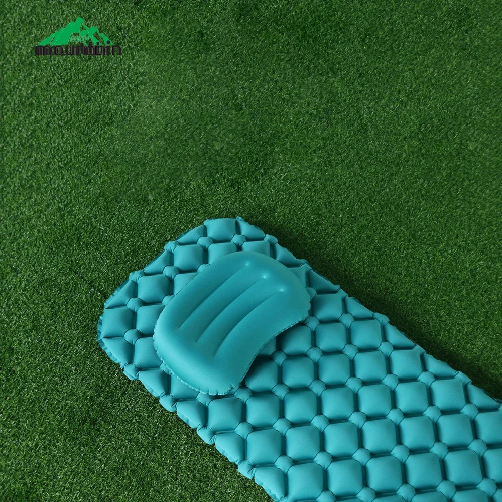 Outdoor Soft Warm Fabric Material Camping ultralight lightweight inflatable folding air sleeping pad mat free pillow and air bag image 3