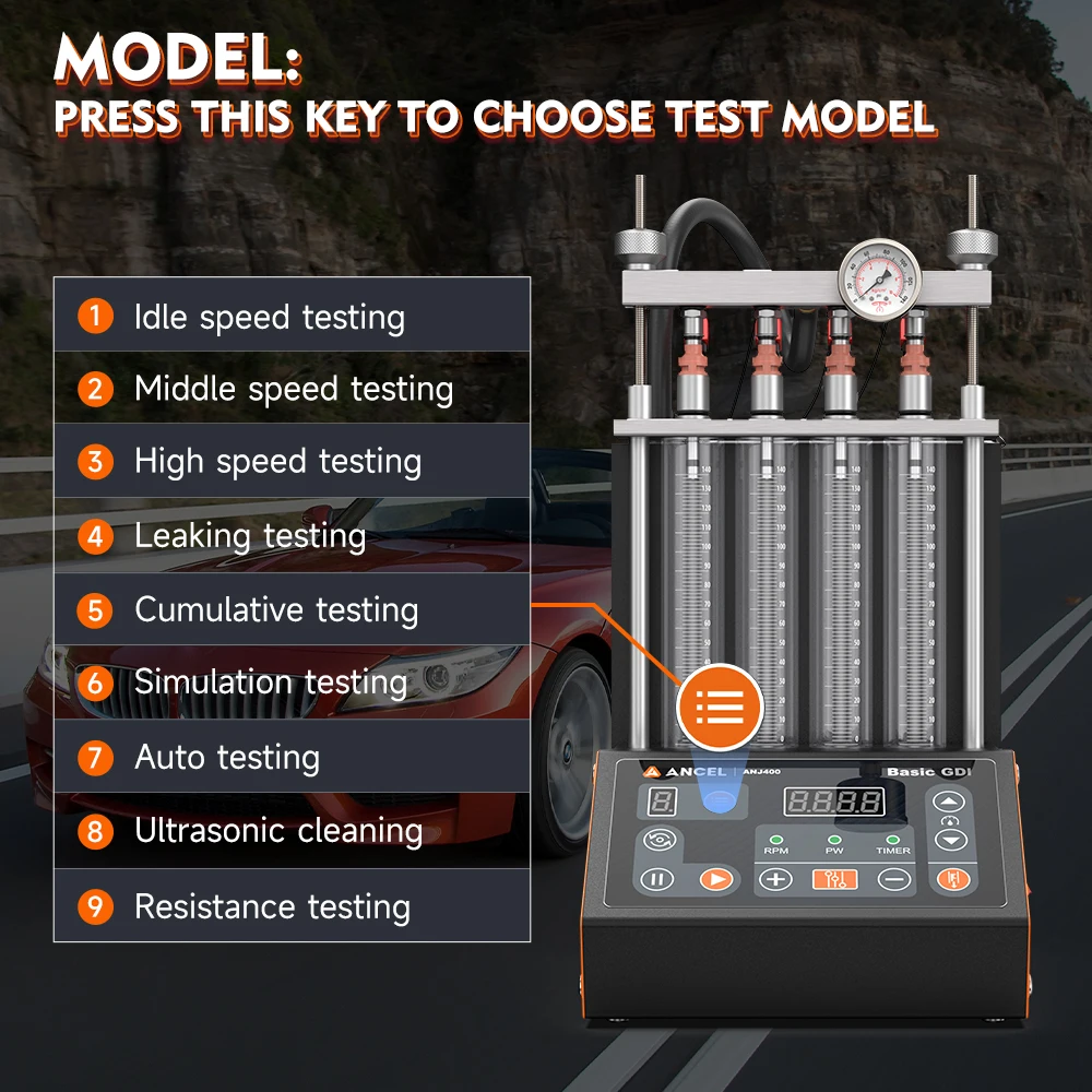 ANCEL ANJ400 GDI Car Ultrasonic Fuel Injector Tester Cleaner Cleaning Machine Fuel Injector Tester Cleaner Car Nozzle Ultrasonic
