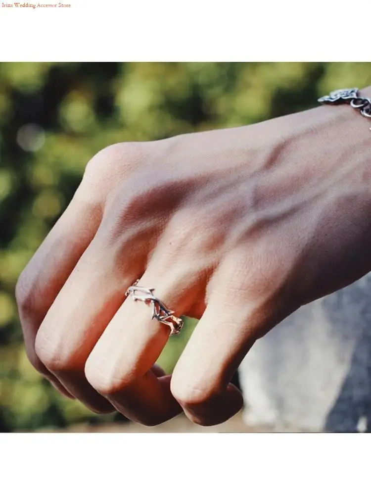 G92D Thorns Rings for Men Women Retro Vine Branch Couple Ring Delicate Finger Ring