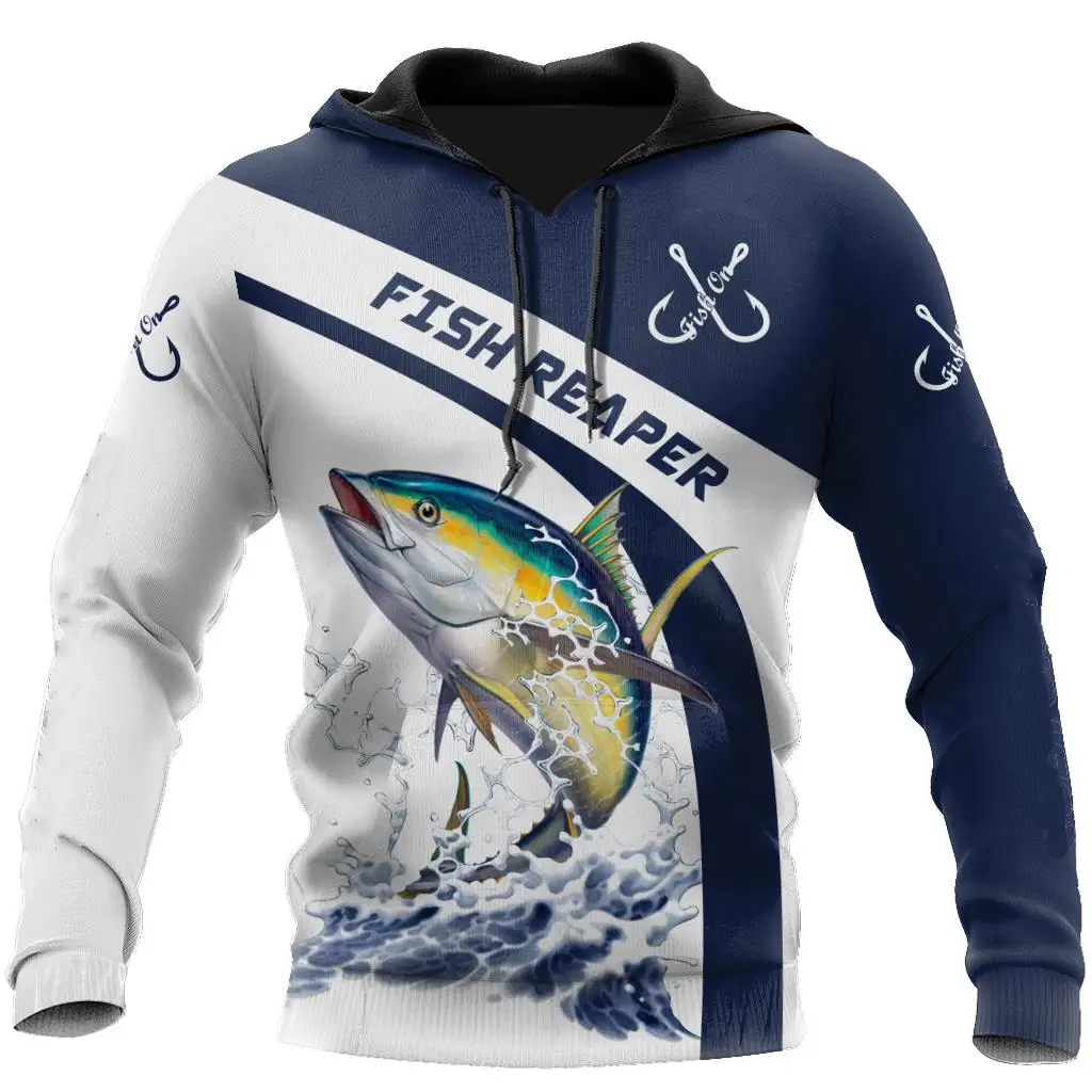 2023 New 3D T-shirt Hoodie Street Apparel Men\'s Pullover Academy Role Playing Costume Designer Fish Reaper