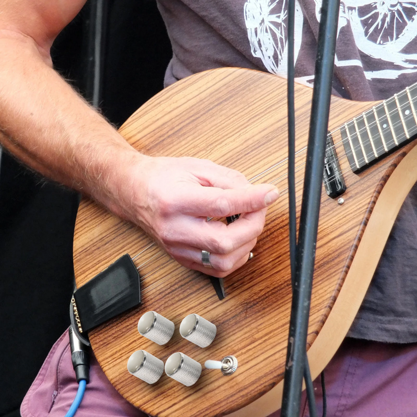 

Alloy Electric Guitar Tone Control Knobs with Installation Wrench Lightweight Practical Control Knobs for Instruments