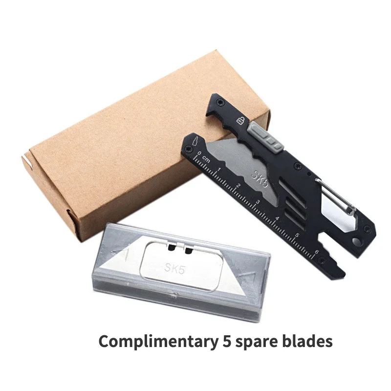 SK5 Stainless Steel Multifunctional 5 In 1 Utility Knife Box Paper Letter Cutter Carving Knife Household  EDC Tool Bottle Opener