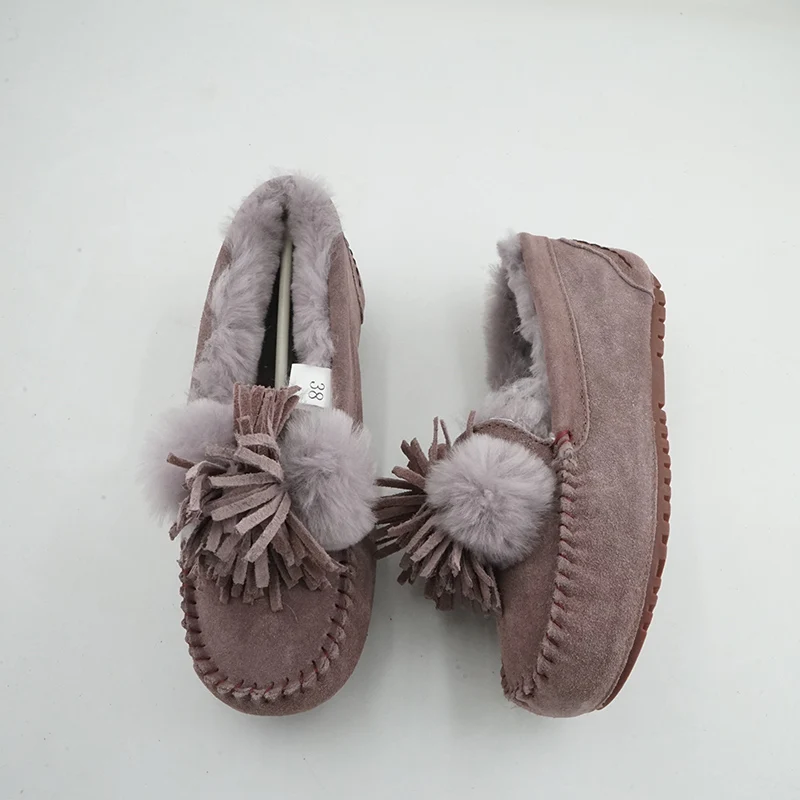 

Новые женские туфли из 100% натурального меха и натуральной кожи, модные женские мокасины, повседневные лоферы, зимняя обувь больших размеров