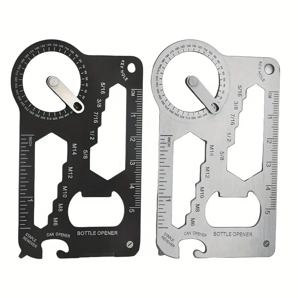 1PC Multifunctional Pocket Survival Tool- Heavy-Duty Ruler, Protractor,with Keychain Compatibility for Outdoor