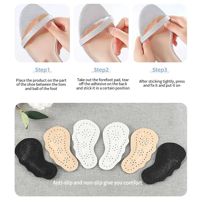 Comfortable Summer Sandals Feet Pads Genuine Leather Half Insoles Women Shoes Pads Foot Care Products Forefoot Non-slip Cushion