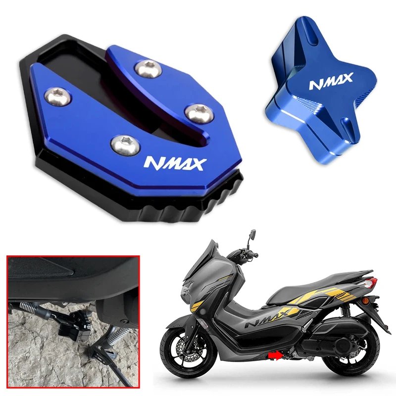

NMAX155 Side Stand Enlarge Plate Fit For Yamaha NMAX125 NMAX 155 125 2015-2020 2023 Motorcycle Kickstand Extension Accessories