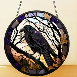 Raven Pattern Dreamcatcher Wall Decoration Exquisite Acrylic Pendant for Home Garden Door Window Hanging Suncatcher Room Decor