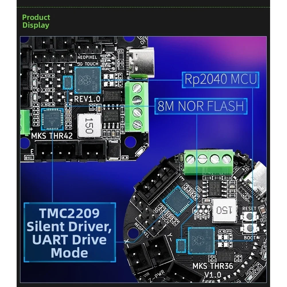 For Makerbase For MKS THR36/THR42 Heating Head Toolboard With RP2040 MCU For Klipper Firmware Compatible With 36/42 Motors