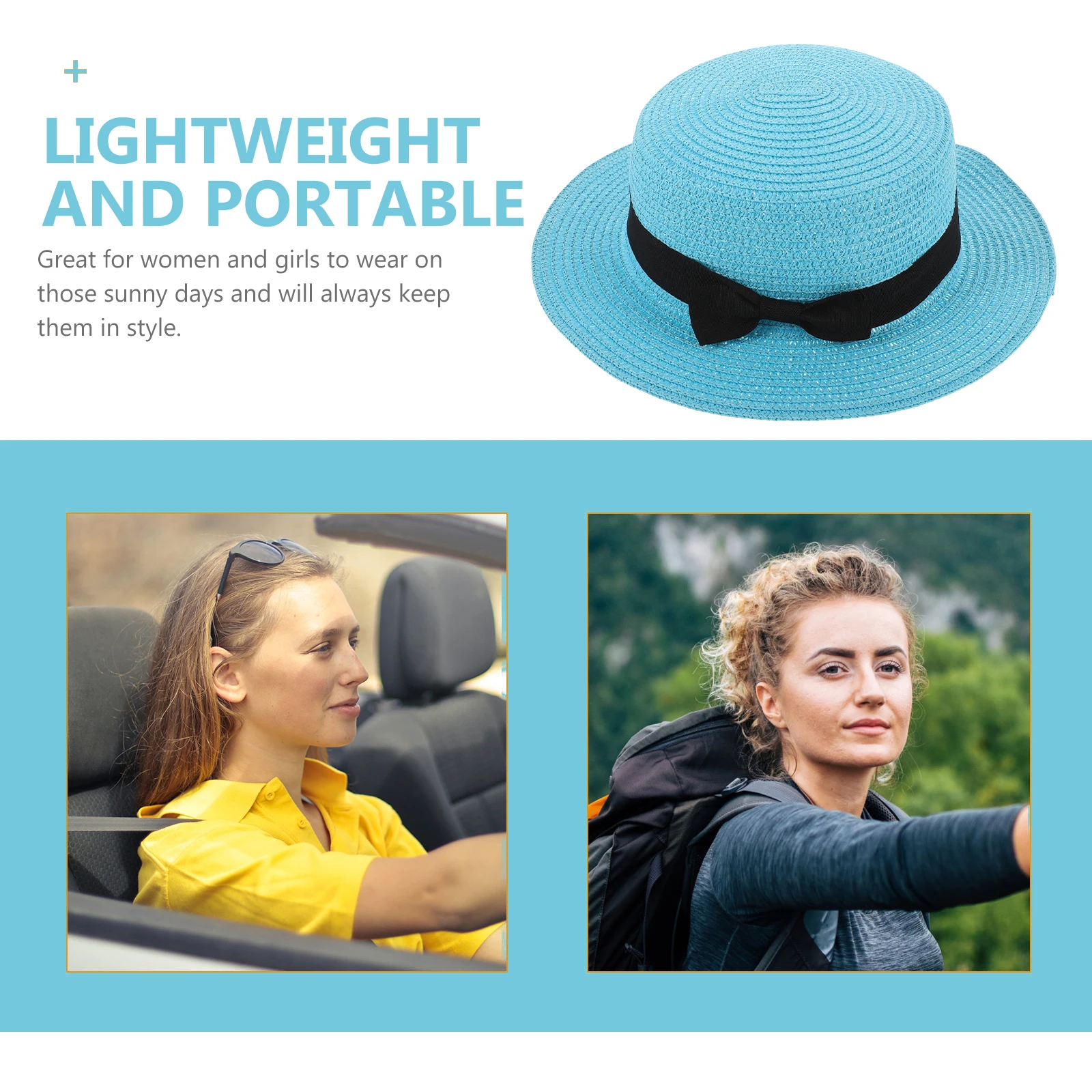 

Dome Sun Hat Roll-up Bucket for Women Summer Outdoor Sky-blue Beach Hats Attractive