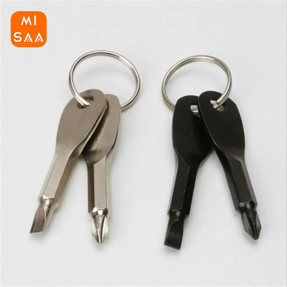 Key Ring Mini Non-fading Stainless Steel Black Emergency Tools Screw Set Portable Frosted Texture Precision Cast Steel Silver