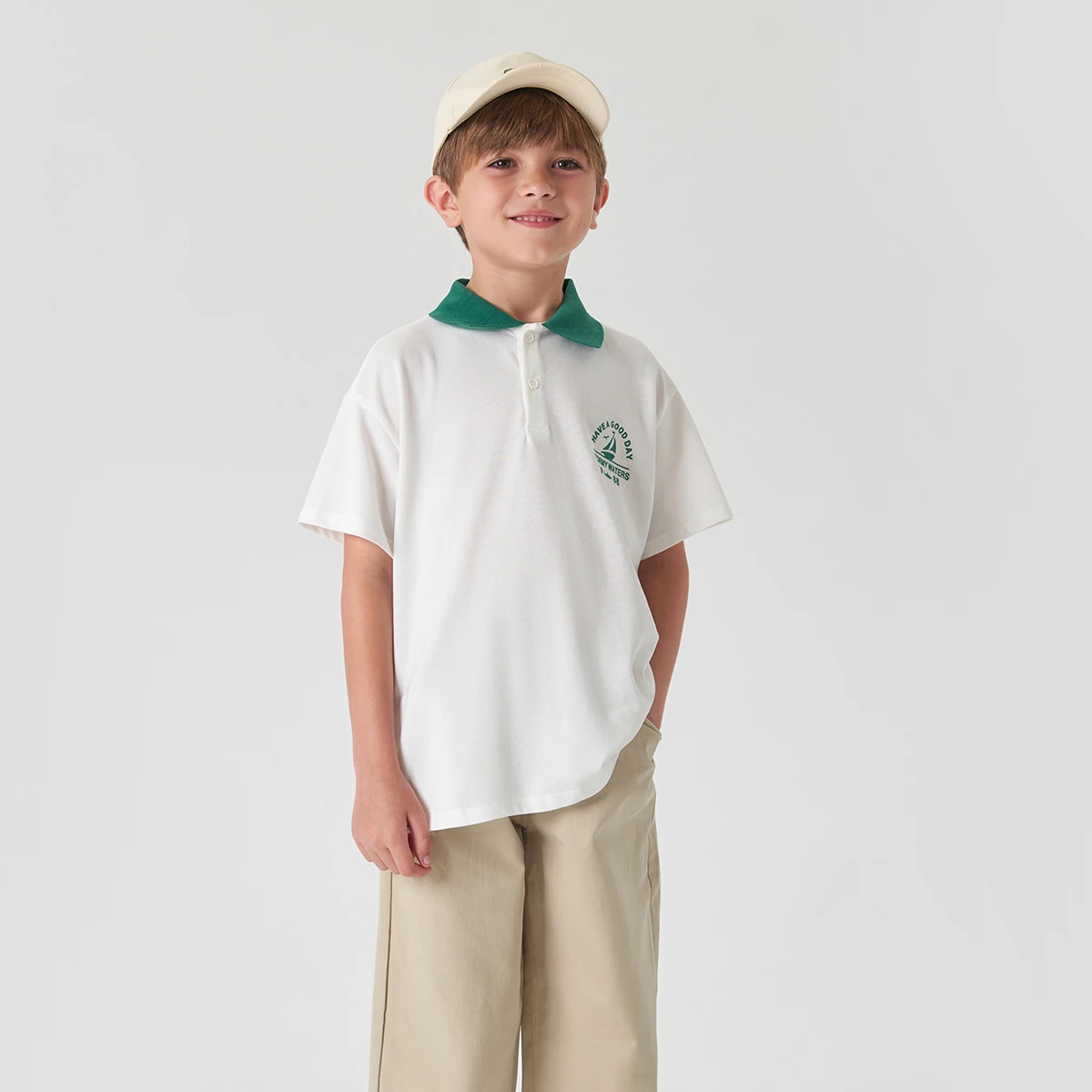 

MARC&JANIE Boys Casual Preppy Style Short Sleeve Polo Shirt Kids Tops for Summer 240788