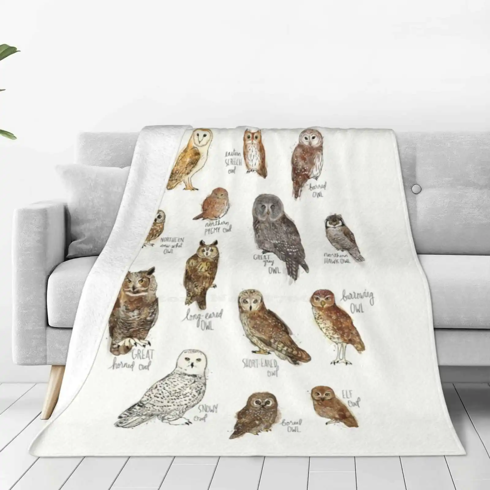 Natureza Wildlife Forest Chart Cobertores de celeiro, corujas Animais, Aves, Aves, Soft, Super Warm, Sofá, Cama, Viagem