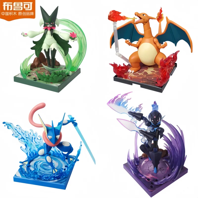 

Blokees оригинальный Pokemon Pikachu Eevee Charmander Charizard Greninja Meowscarada Ceruledge мультяшные фигурки слепая коробка игрушка для сращивания