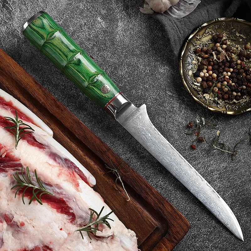 

TJ POP Professional Damascus Steel 6 Inch Boning Knife VG10 Kitchen Chef Knife Pakkawood Handle Sharp Meat Slicing Butcher Knife