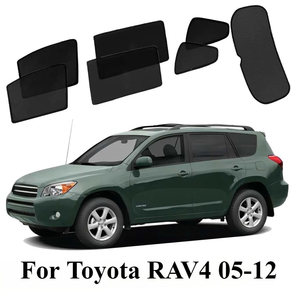 Black Sun Shades For Toyota RAV4 05-12 Front Rear Port Back Windows Sun Blind