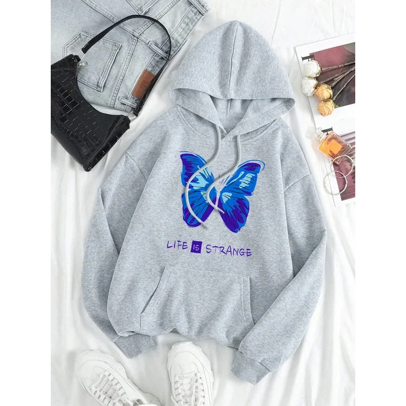 Life Is Strange Blue Butterfly Streetwear Men Women Hip Hop Streetwear Autumn Pullover Hoodie Fashion Fleece Couple Hoodies