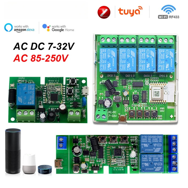 Tuya Smart & WiFi Relay Module - Pulse/Self-Locking/Interlock Modes with Timer for Access Control & Home Automation