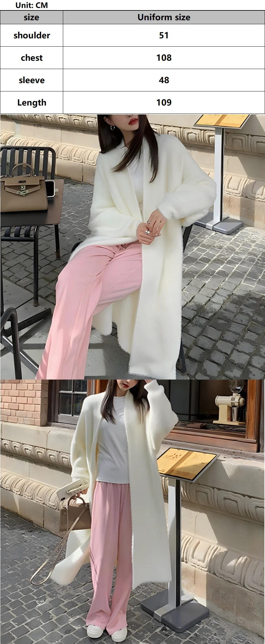Frauen Herbst und Winter Nachahmung Nerz Kaschmir lang über dem Knie Pullover Strickjacke koreanischen Stil lose dicken Strick mantel – Detail 1