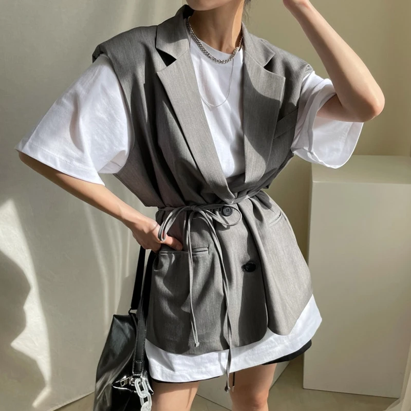 

Простая круглая футболка Ne ort Sve, винтажный костюм с лацканами и двумя пуговицами, жилет, женская модная летняя шикарная базовая одежда для поездок на работу