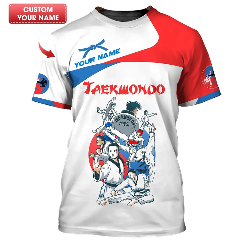 

New 3D Full Printed The Spirit of Taekwondo T-shirt Men Kids Personalized Name Short Sleeve Tops Sports Oversized Tee Shirts