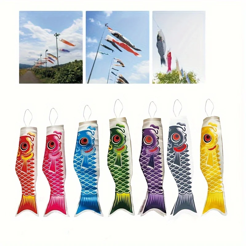7pcs 40CM Outdoor Decorative Kite Outdoor Wind Direction Decoration Carp Flag Carp Wind Flag Fish Wind Direc