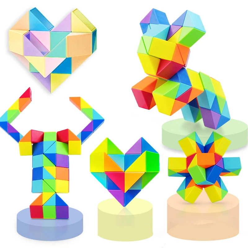 24 Section Rainbow  Ruler Toys Kids Early Education Puzzle Toys Beginners DIY Folding Mini Cube Student Decompression Gifts