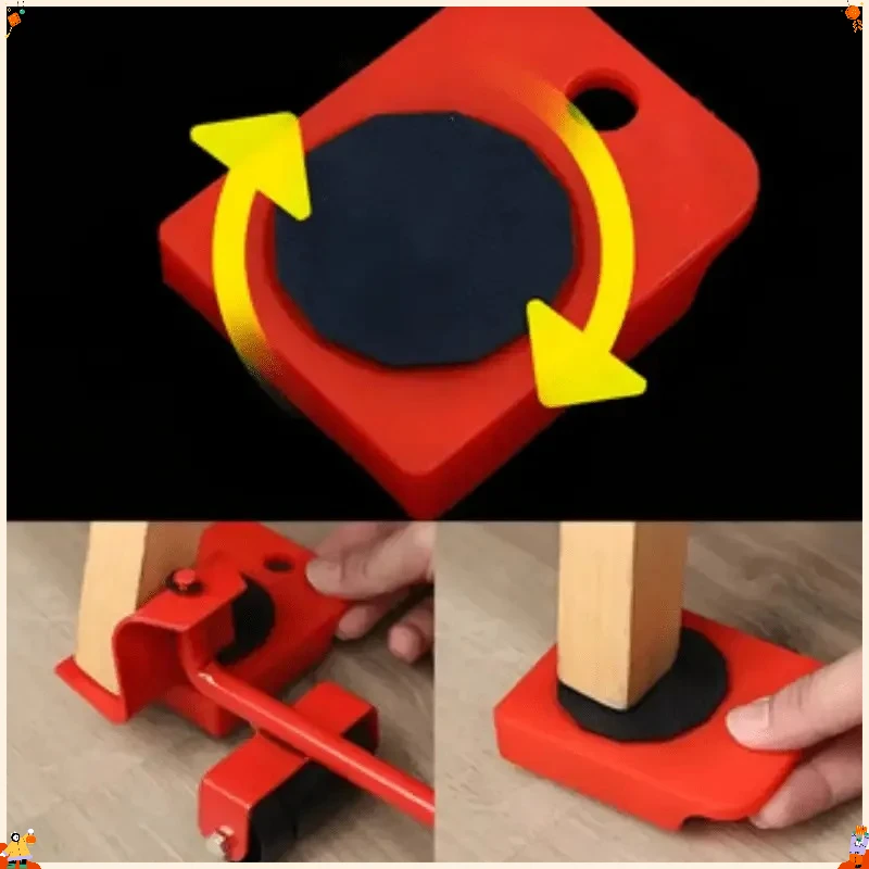 5PCS/set Furniture Mover Tool Set Heavy Stuffs Moving Roller With Bar Furniture Mover Lifter With Wheel Professional Moving Tool