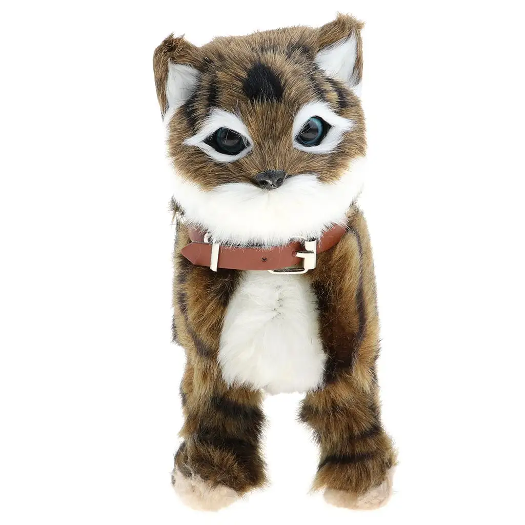 Meow Wagging Electronic Animal Toy Plush Cat Toy Stuffed Toy Children Gifts Brown