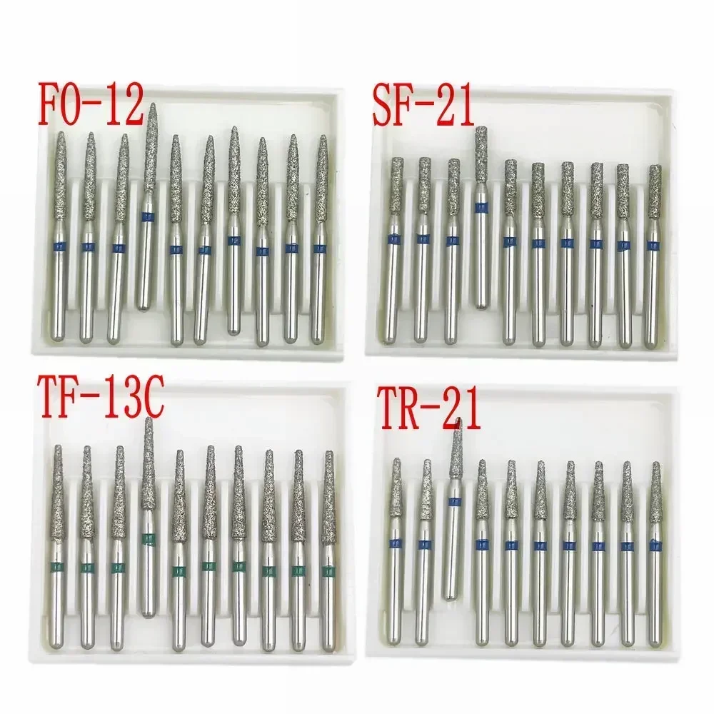 10pcs/box Dental Diamond Burs Drill FG Diamond 1.6mm Shank for High Speed Handpiece Burs