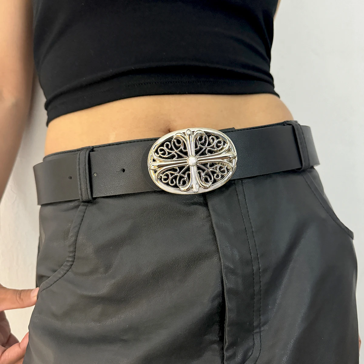 Unisex Jeans Belt Goth Y2k Designer Belts For Women High Quality Luxury Brand Black Punk Accessory 3.2cm Waistband Men