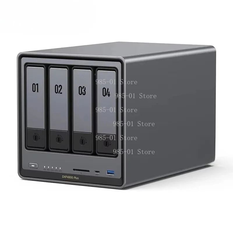 4 Bay Desktop Network Attached Storage, 5 Core Intel Pentium Gold 8505 CPU, 4K 60Hz Diskless NAS Device