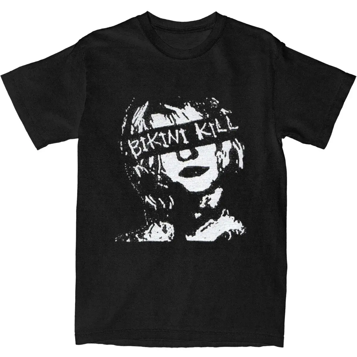 Vintage T-Shirt Bikini Kill Cotton T-Shirts Close Eyes Trendy Cool Tshirt for Men Summer Y2K Funny Loose Short Sleeve Tees