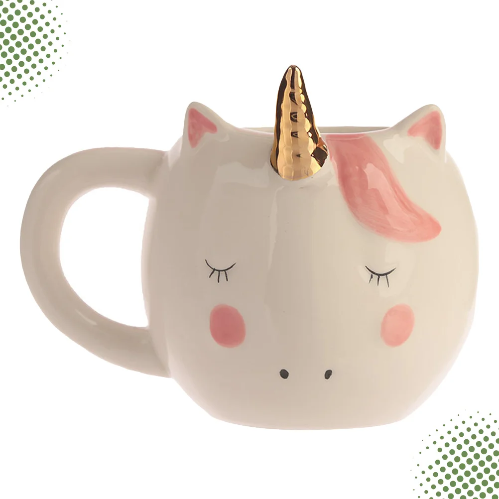 

Креативная керамическая кружка, чашка для хранения воды с мультяшным единорогом, очаровательный контейнер для домашнего офиса, отеля (белый)