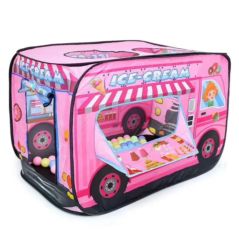 Tienda de juguete para niños, autobús multiusos de dibujos animados, juego de interior y exterior, juego de rol plegable, tienda de juegos divertida, casa de juegos portátil