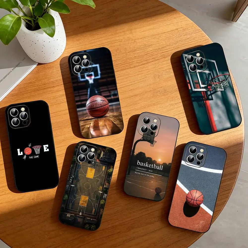 

B-basketball D-dunk Phone Case For iPhone 17,16,15,14,13,12,11 Plus,Pro Max,XS,Soft Silicone Black Cover