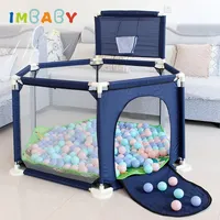 IMBABY Baby Playpen Hexagon Playpen for Children with Basketball Hoop Baby Playground Safety Activities Fence Children's Parks