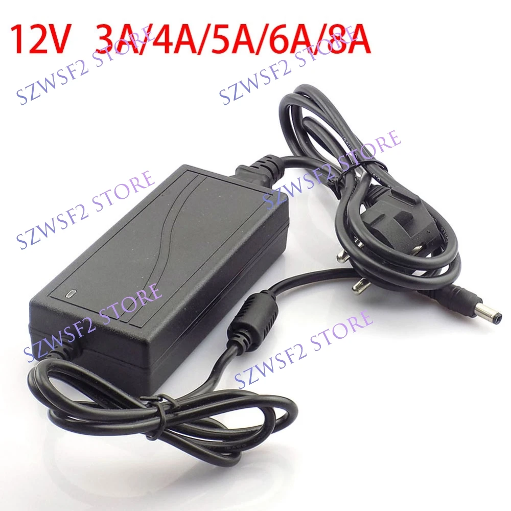 AC DC 240V 12V 3a 4A 5A 6A 8A US EU Plug 5.5mm x 2.5mm LED Power Adapter Supply Charger driver adaptor for LED Strip E2