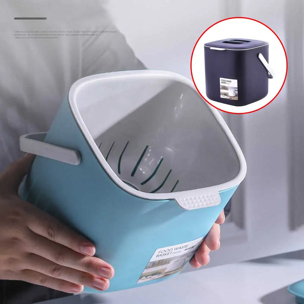 Kitchen Trash Can with Lid Wall-mounted Food Waste Push-top Recycling Container Storage Bin Dry Wet Separation