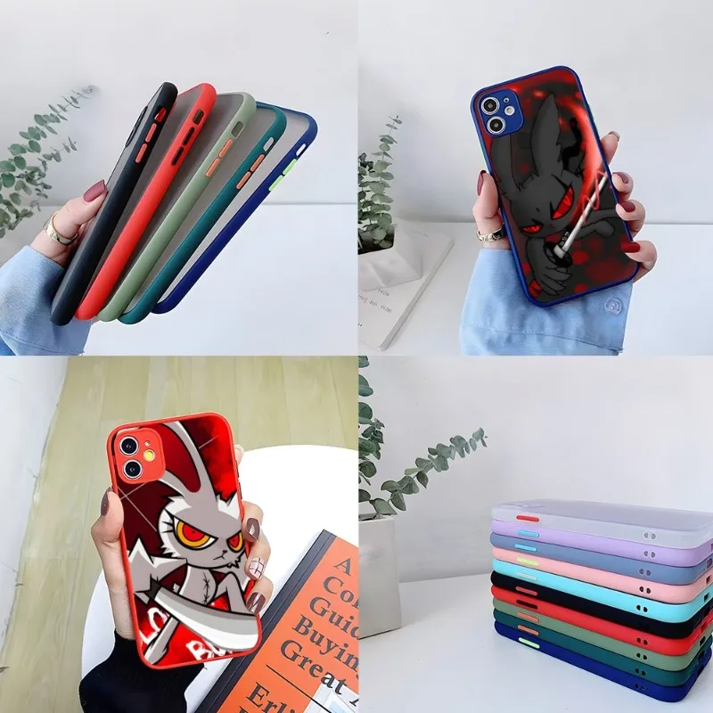 Bloody Bunny Phone Case Red Blus For IPhone 13Pro 12 11 14 Pro Max Mini 8 7 Plus SE2020 XS Max X XR Matte Cover