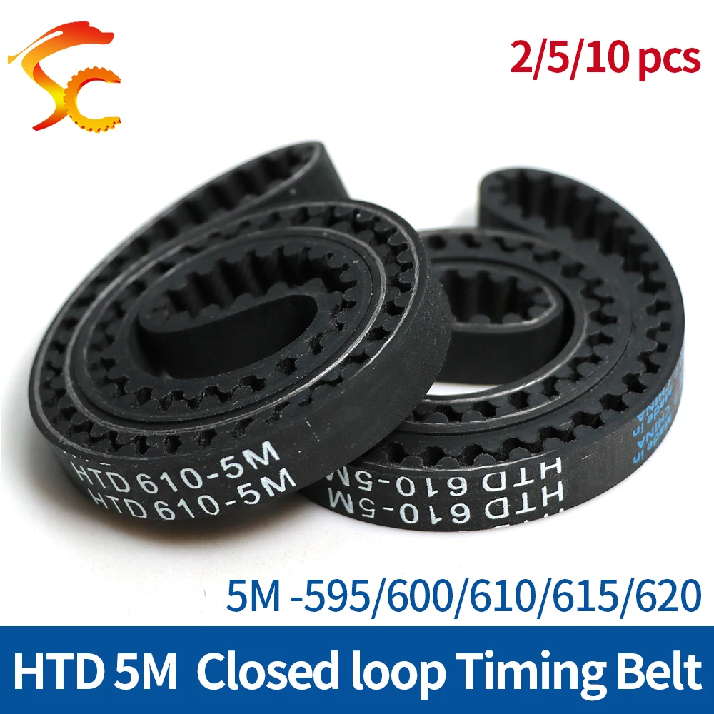 HTD 5M Rubber Timing Belt Width 10/15/20/25mm Synchronous Belt Pitch Length 595/600/610/615/620mm