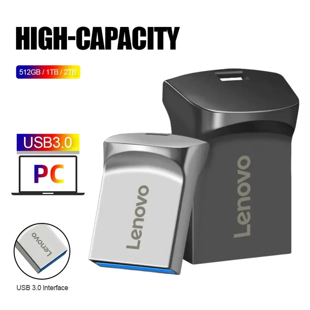 Lenovo-flashドライブ,USBテラバイト,高速転送,金属,USB-cインターフェイス,防水uスティック,3.0