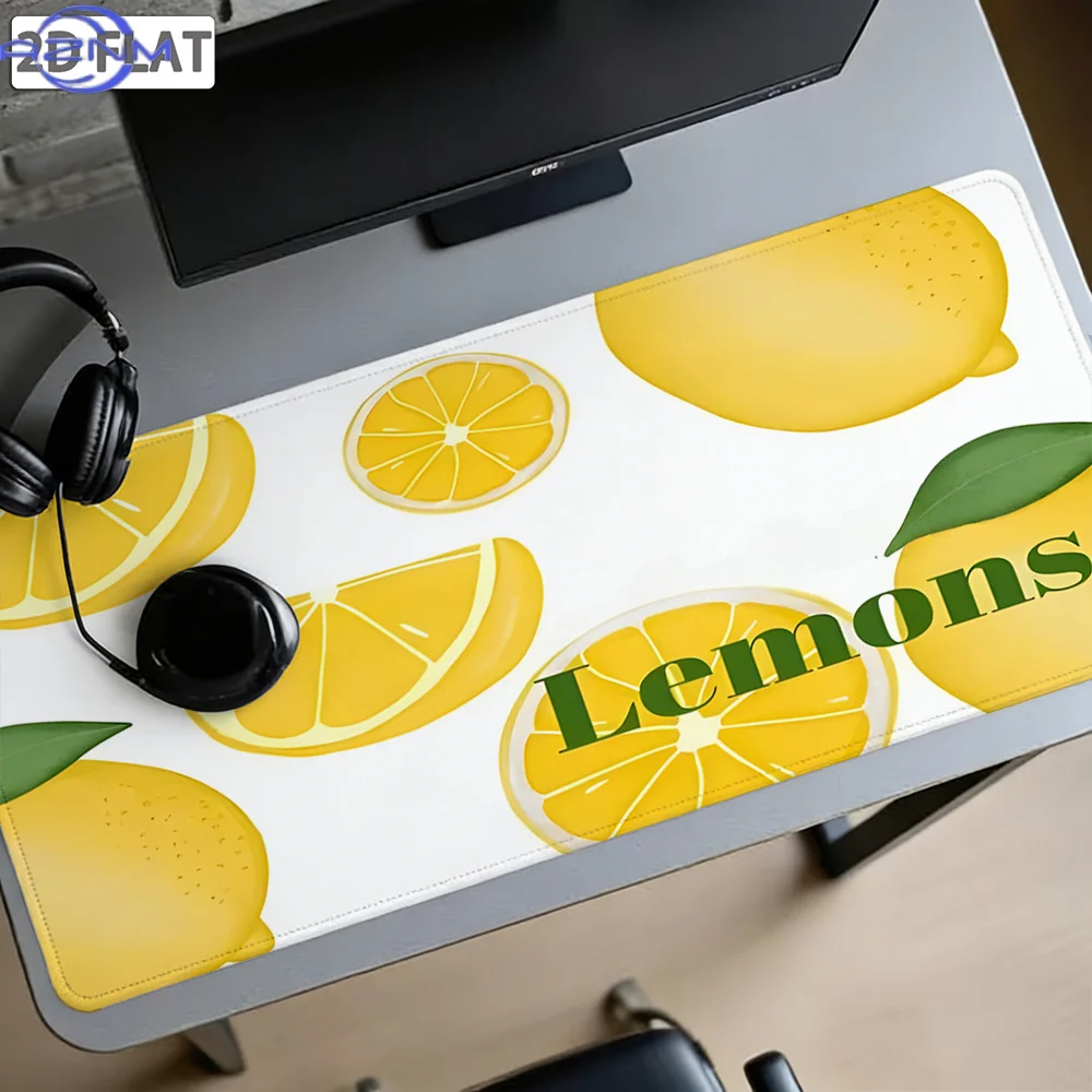 1pc, 2D Lemon Illustration Stitched Edge Mouse Pad, Non-Slip Rubber Base Mouse Pad for Office and Gaming, Durable Smooth Cloth S