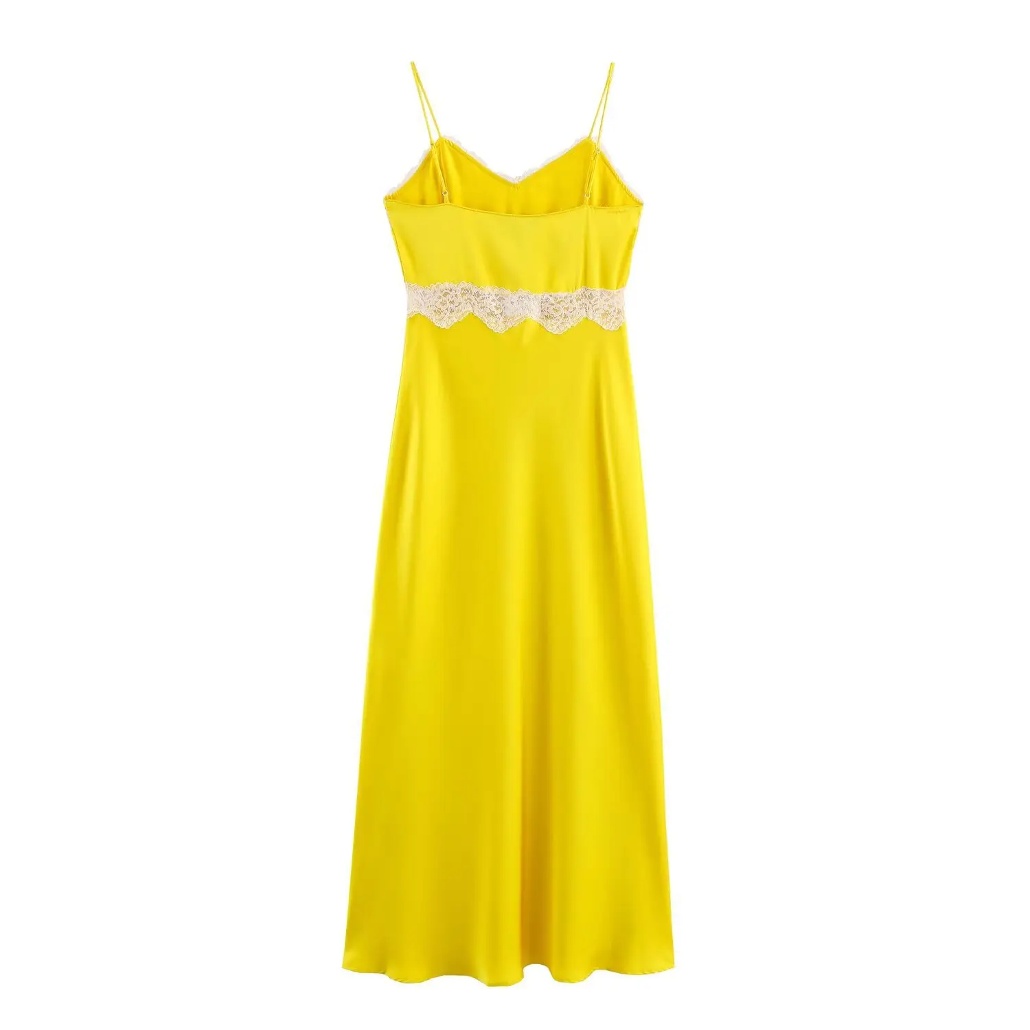 Elegant V-Neck Sleeveless Lace Splicing Women's Party Dress Slim High Street Style Female Sling Dress Sexy Fashionable